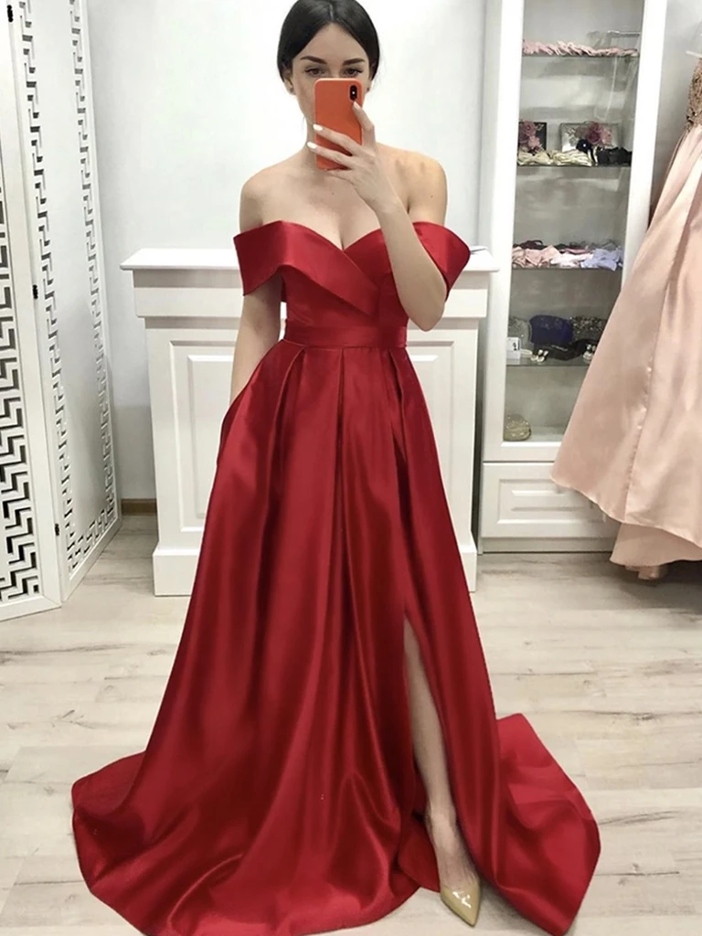 Off Shoulder Long Prom Dresses ...